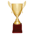 Gold Completed Metal Cup Trophy on Rosewood Royal 26 1/2