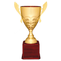 Gold Completed Metal Cup Trophy on Rosewood Royal 21
