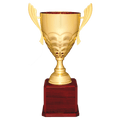 Gold Completed Metal Cup Trophy on Rosewood Royal 23 1/2