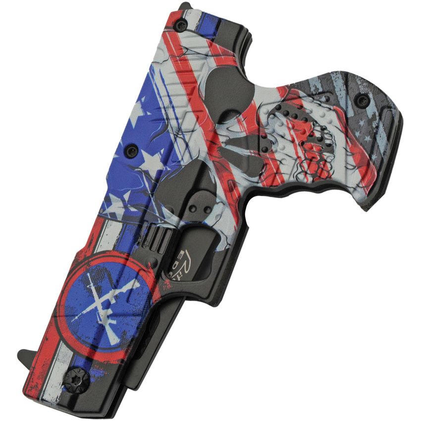 Gun Linerlock A/O Skull Flag