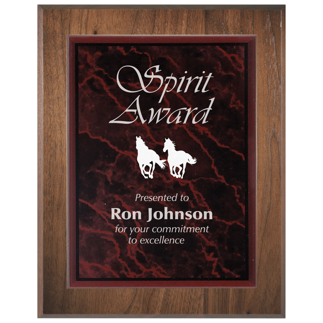 Small Genuine Walnut Plaque with Red Marble Acrylic Plaque Plate