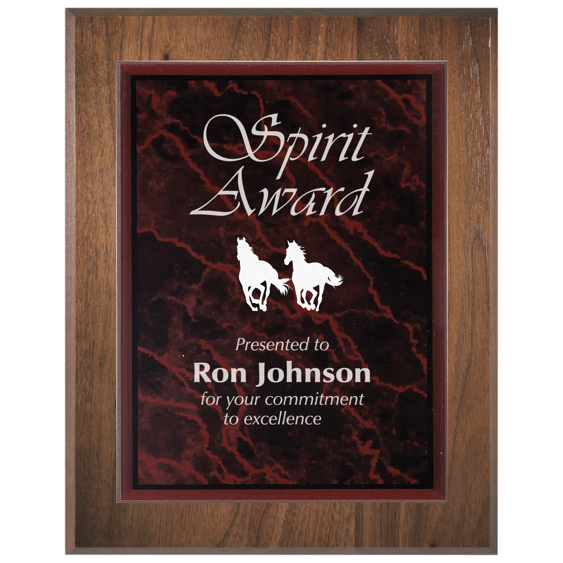 Large Genuine Walnut Plaque with Red Marble Acrylic Plaque Plate
