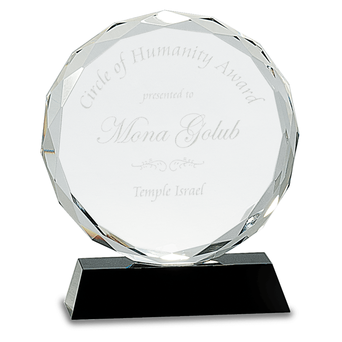 Black 7" Round Facet Crystal on Pedestal Base