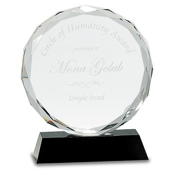 Black 7" Round Facet Crystal on Pedestal Base