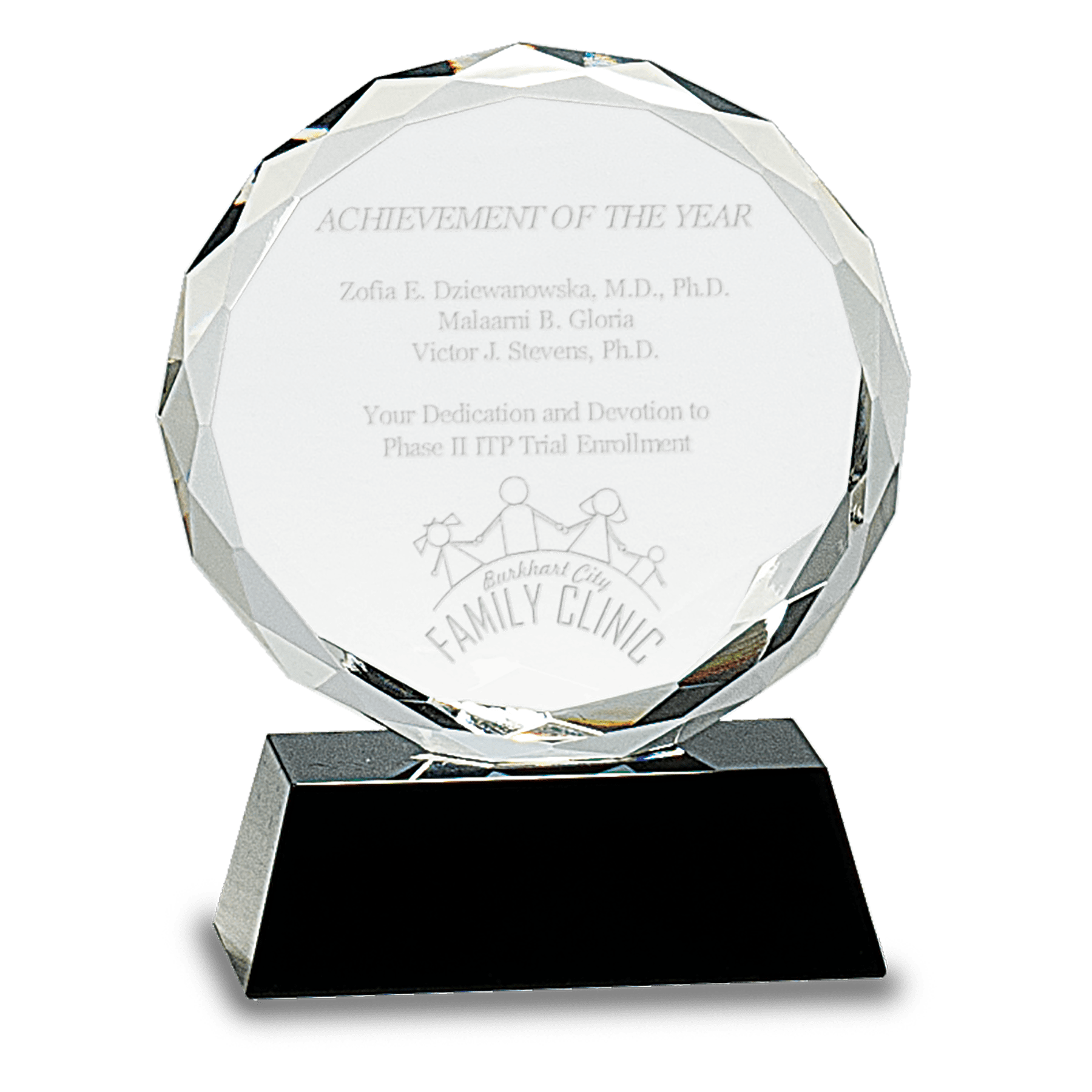 Black 5" Round Facet Crystal on Pedestal Base