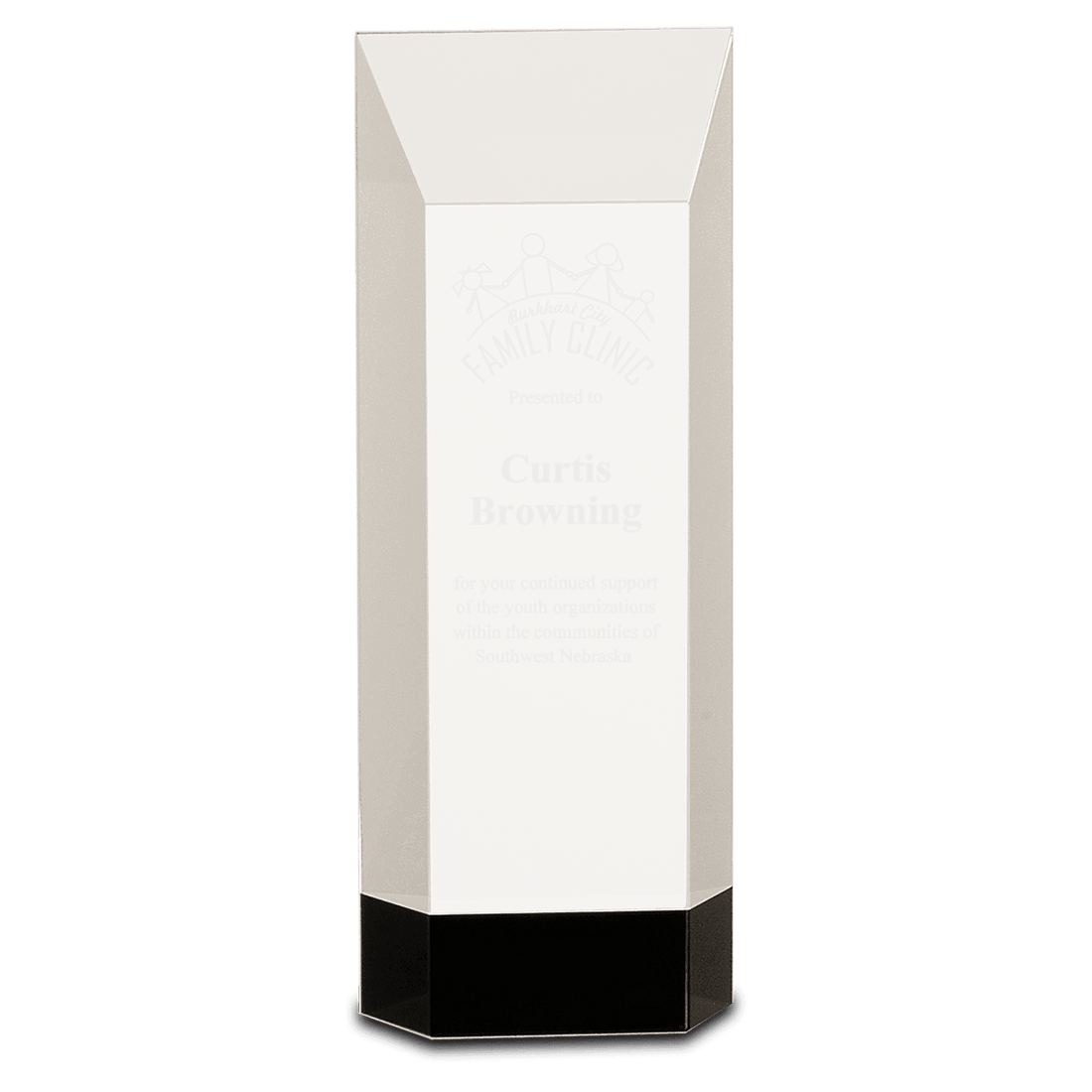 9 1/2" Clear Crystal Self-Standing Rectangle on Black Base