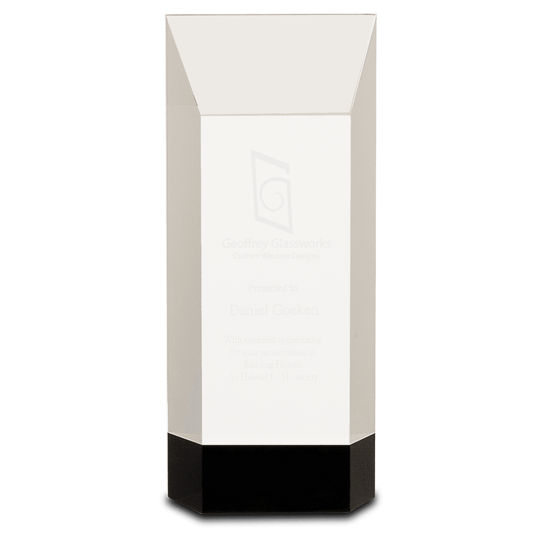 8 1/4" Clear Crystal Self-Standing Rectangle on Black Base