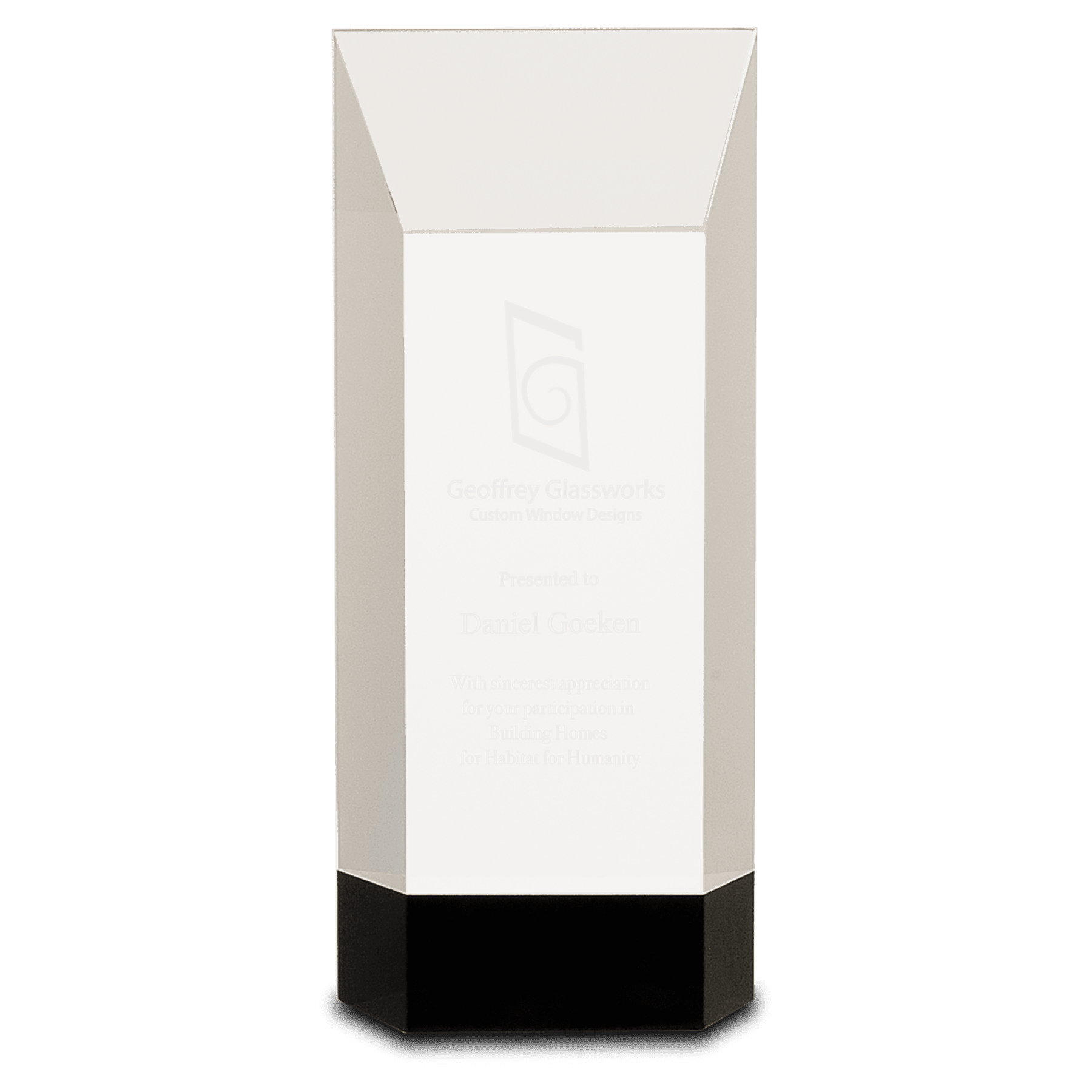 8 1/4" Clear Crystal Self-Standing Rectangle on Black Base