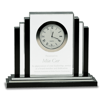 6" Clear Crystal with Clock and Black Crystal Trim