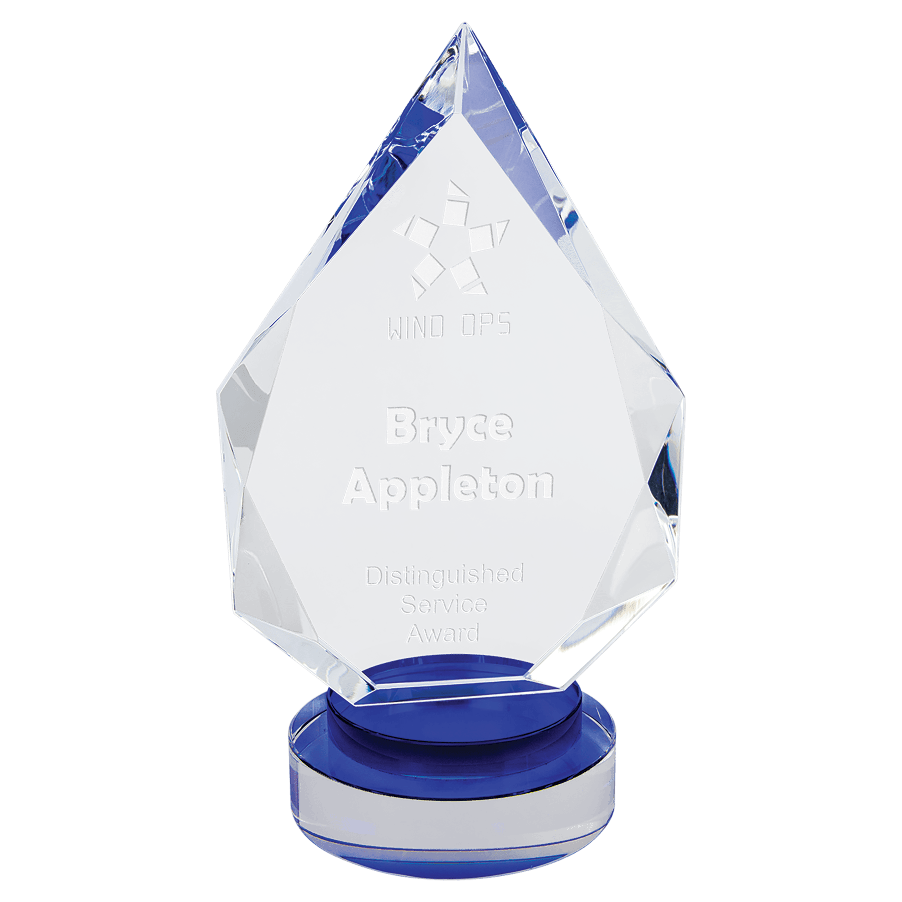 Blue & Clear 8 1/4" Diamond Crystal on Round Base