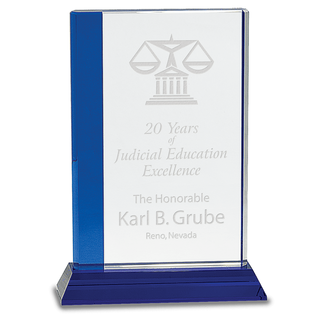 6 1/2" x 9" Blue Edge Crystal on Blue Base