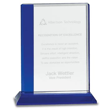 6 1/2" x 8" Blue Edge Crystal on Blue Base