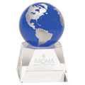 Blue Crystal Globe on Clear 6 1/2