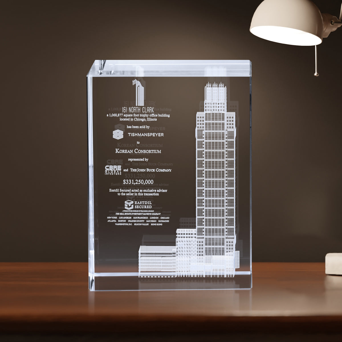 Camby Rectangle 8" x 6" x 4"; sample personalization shown