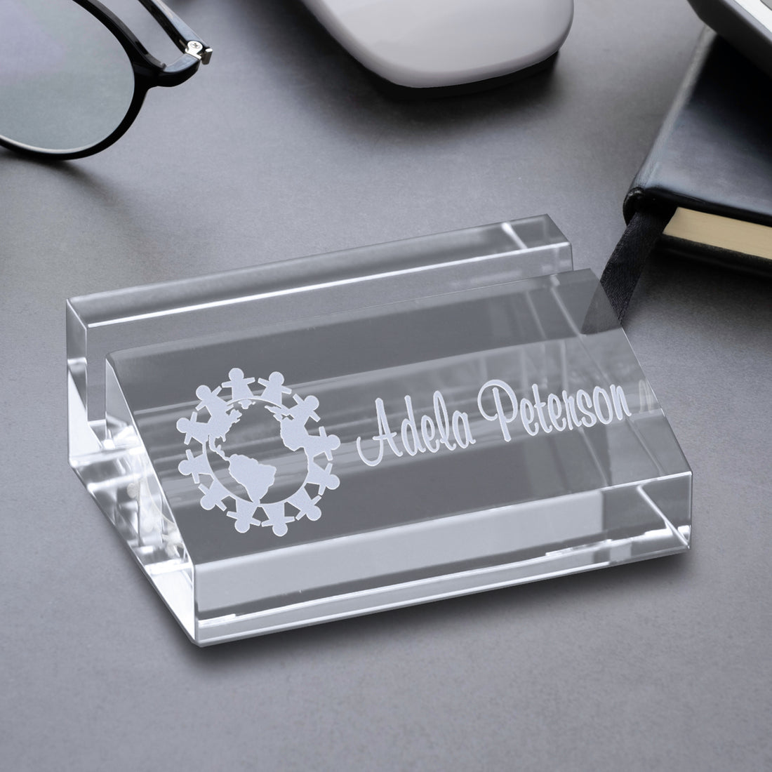 Optical Card Holder 3-3/4" W; sample personalization shown