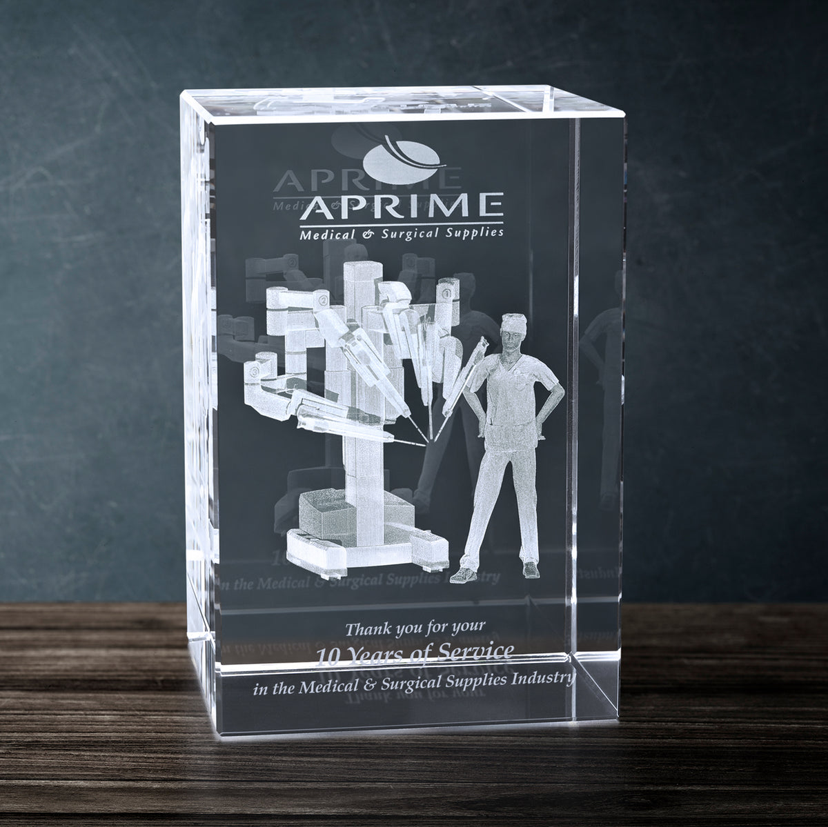 Chapin Rectangle 6" x 4" x 4"; sample personalization shown