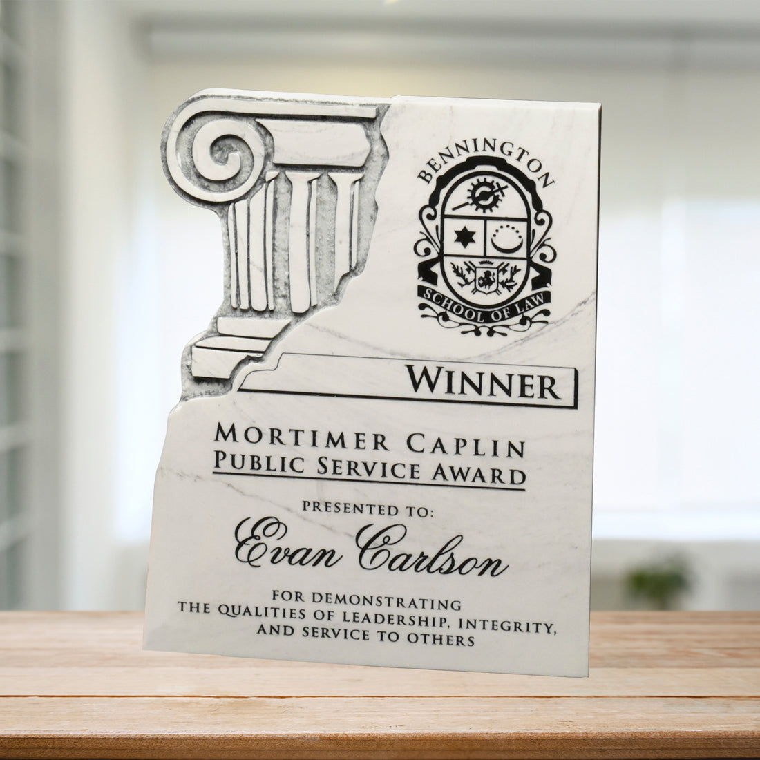 Chiseled Column Plaque 6" x 8"; sample personalization shown