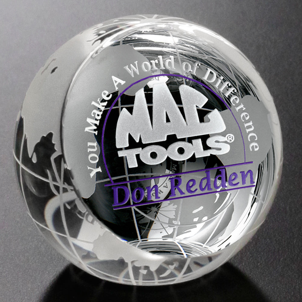 Clipped Globe 2-3/8" Dia.; sample personalization shown