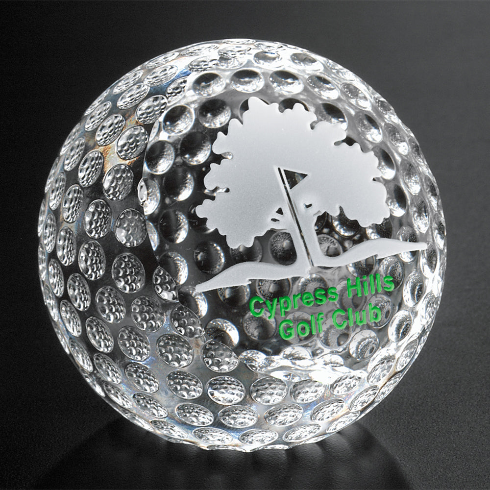 Clipped Golf Ball 2-3/8" Dia.; sample personalization shown