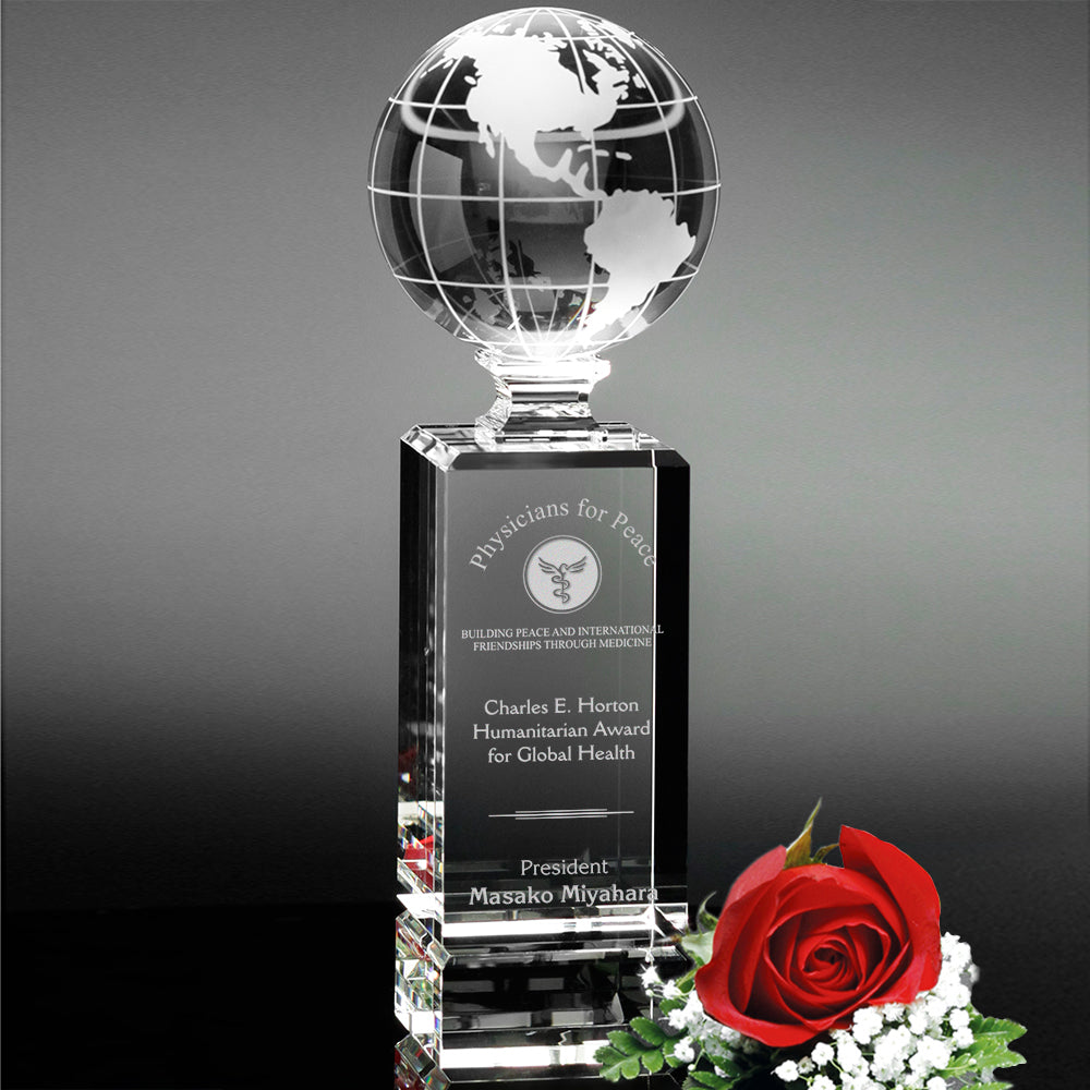 Cordova Globe Award 11"; sample personalization shown