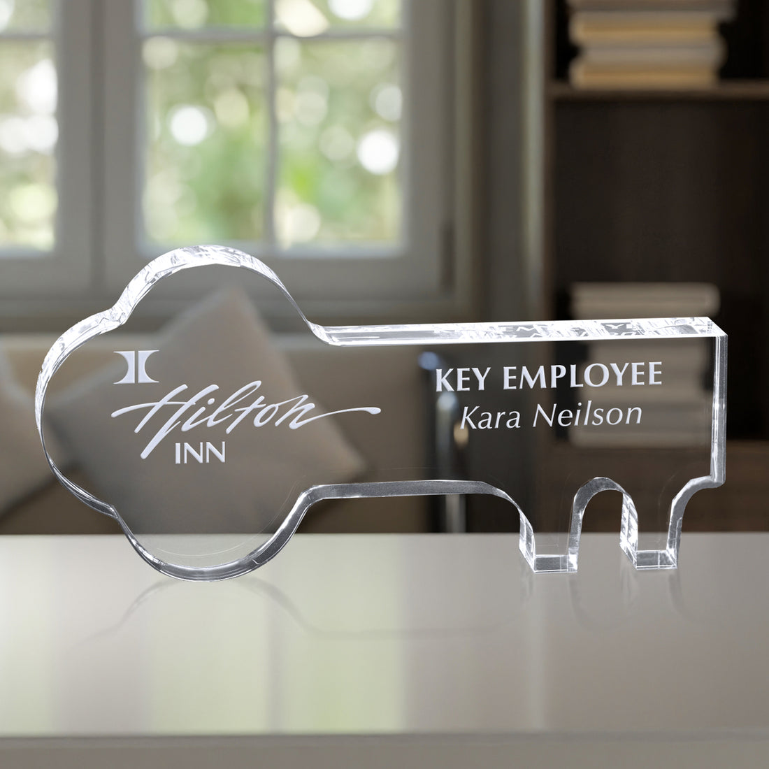 Crystal Key 6" W; sample personalization shown