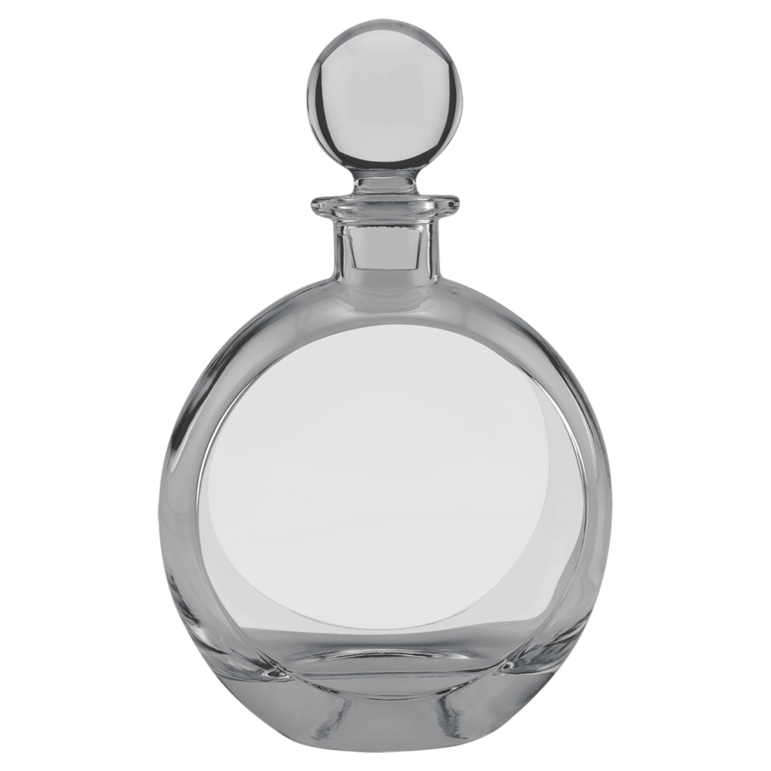 750mL Flat Round Glass Decanter with Black Gift Box and Printed Paper Sleve