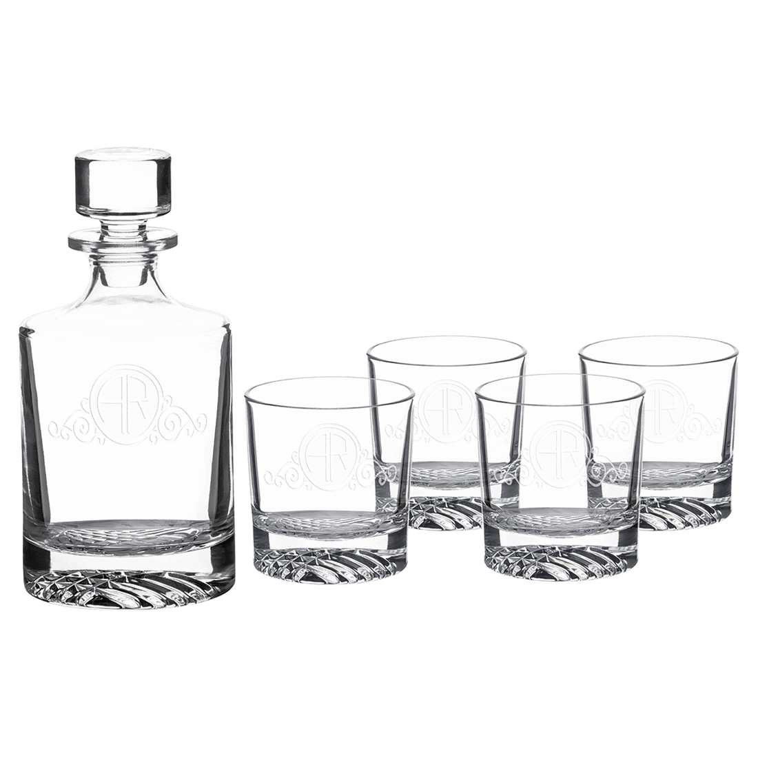 850ml Round Glass Decanter Set with Four DG401 9 oz. Glasses and Printed Gift Box
