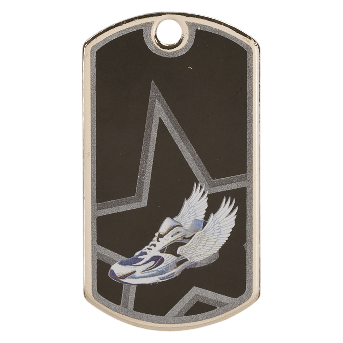 2" Black/Silver Track Laserable Star Dog Tag