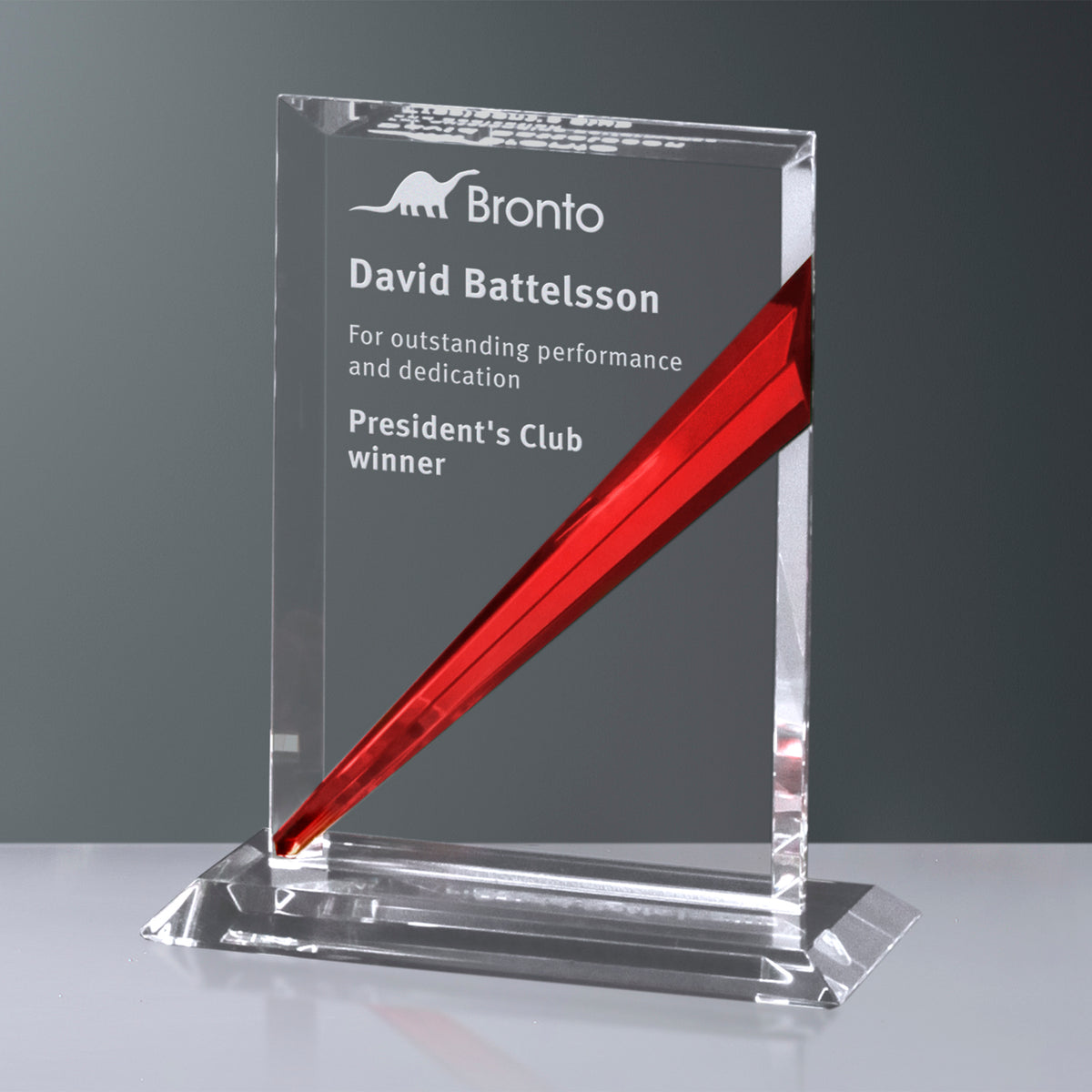 Danbury Ruby Rectangle 7-1/2"; sample personalization shown