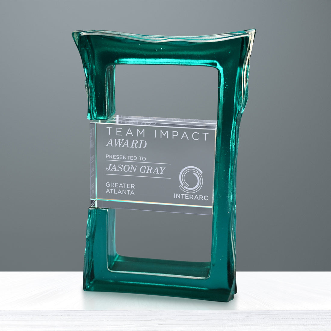 Delta Teal Award 7-1/4"; sample personalization shown