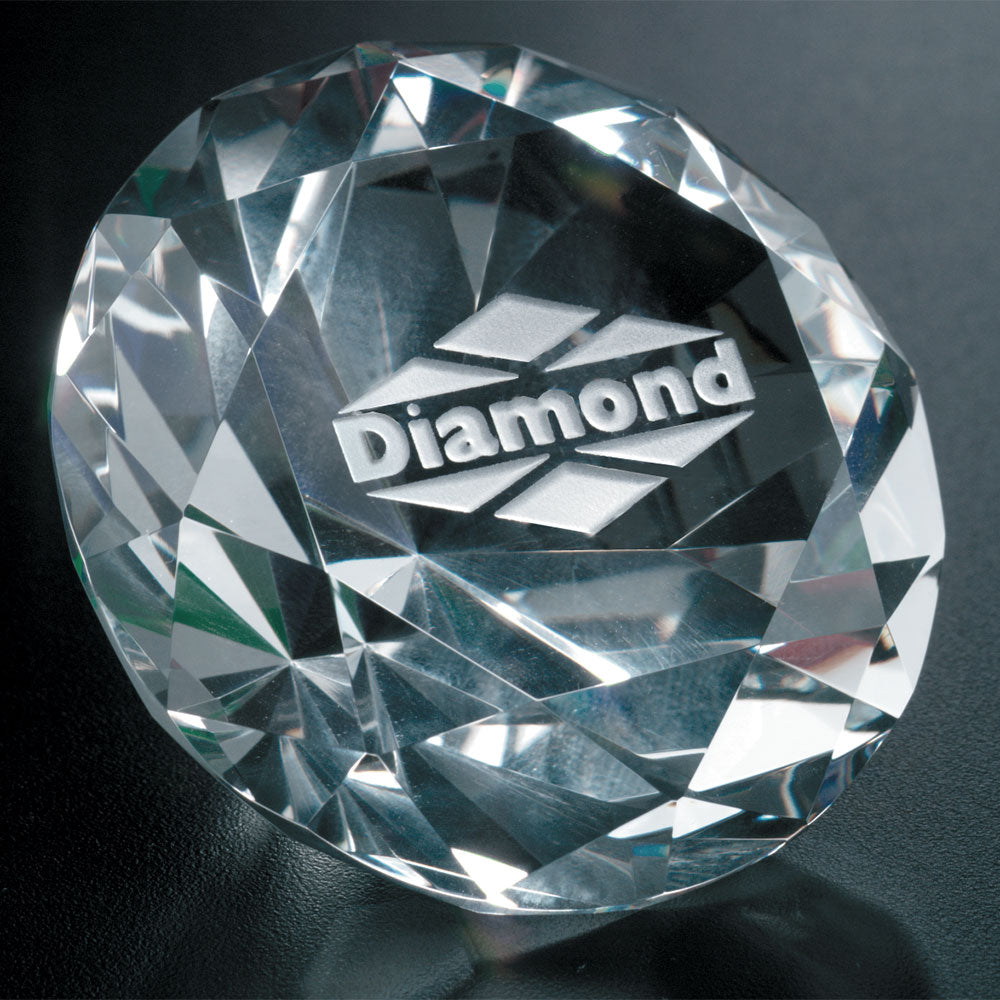 Diamond Paperweight 3-1/4" Dia.; sample personalization shown