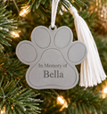 Dog Paw Ornament w/White Tassel