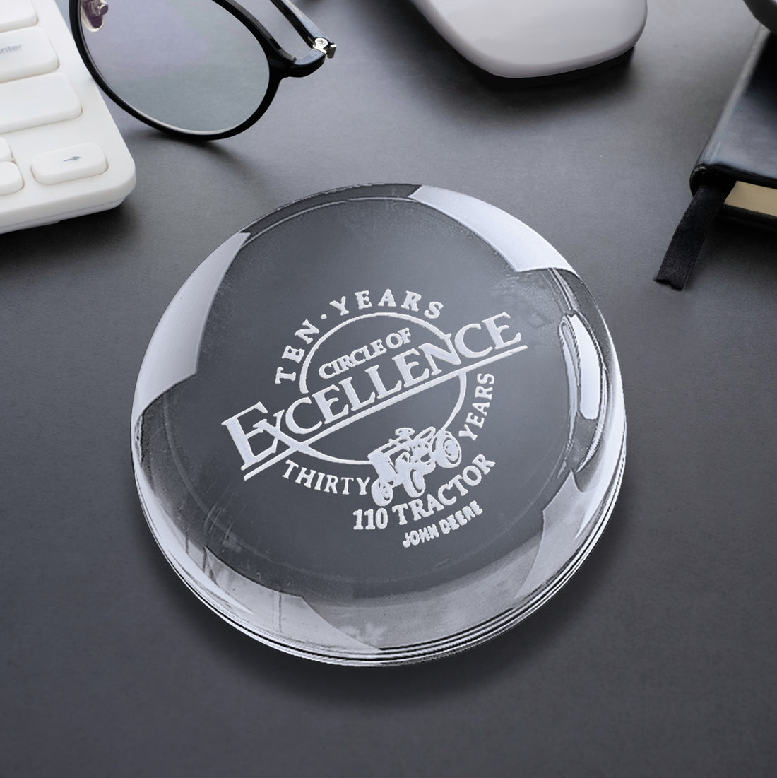 Dome Paperweight 3-1/2" Dia.; sample personalization shown
