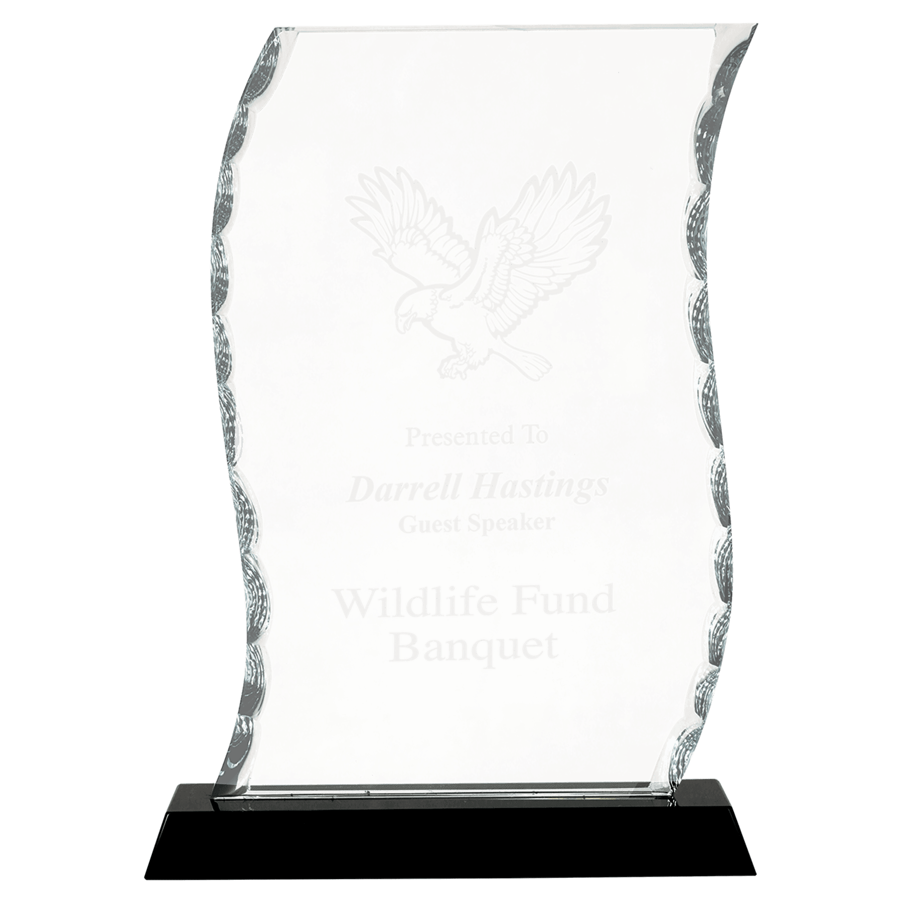 8 1/4" Scroll Facet Glass on Black Base