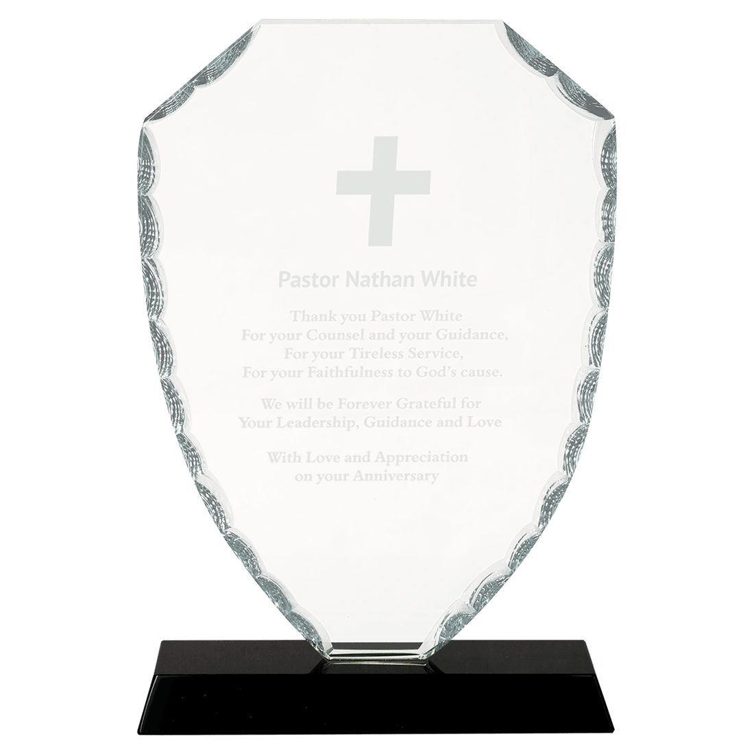 8 1/4" Shield Facet Glass on Black Base