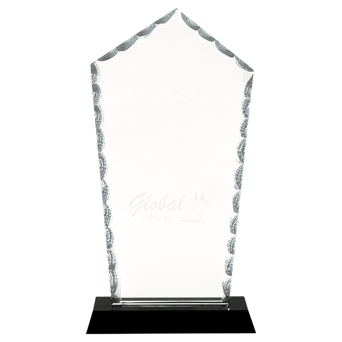 9 3/4" Diamond Facet Glass on Black Base