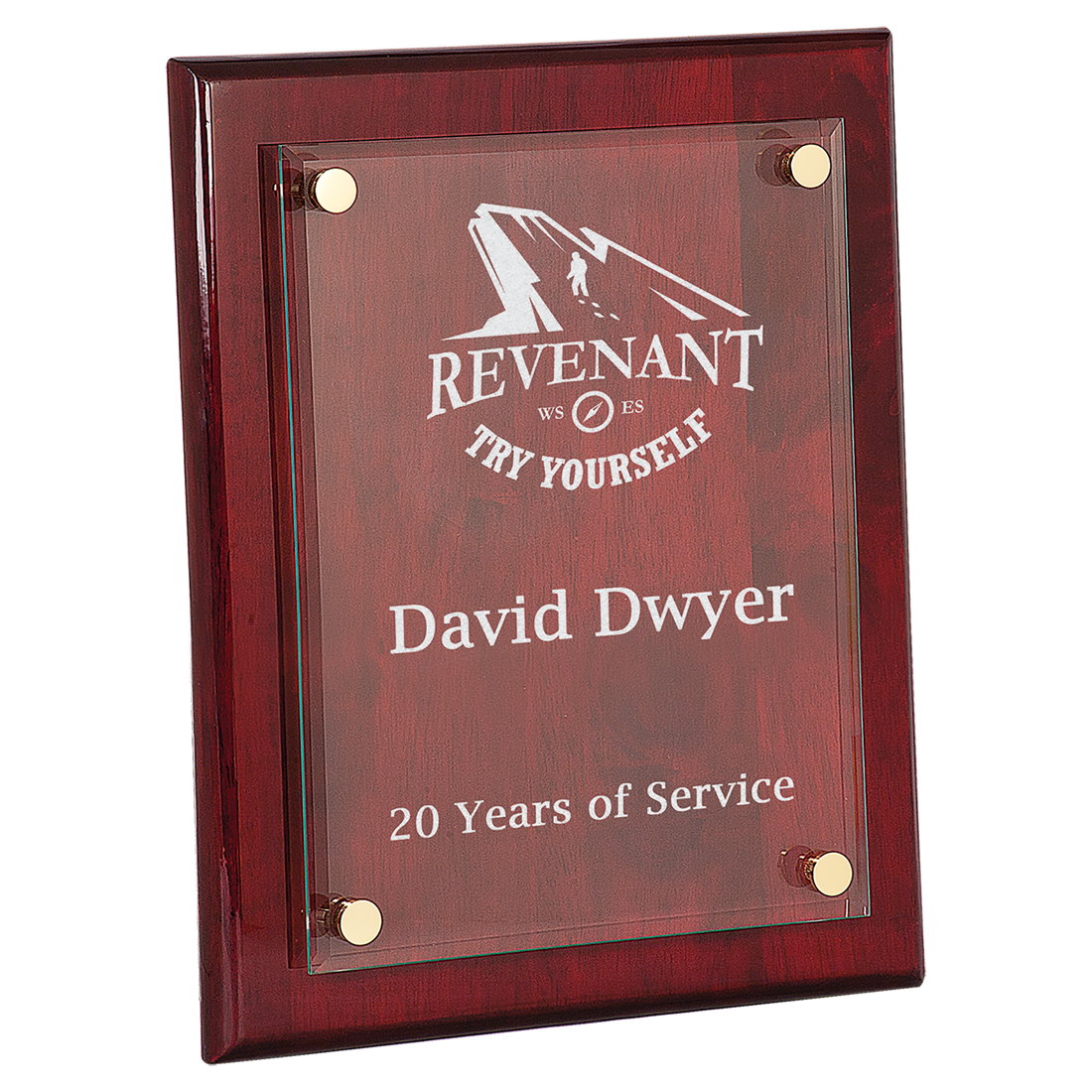 Rosewood 10 1/2" x 13" Piano Finish Floating Glass Plaque