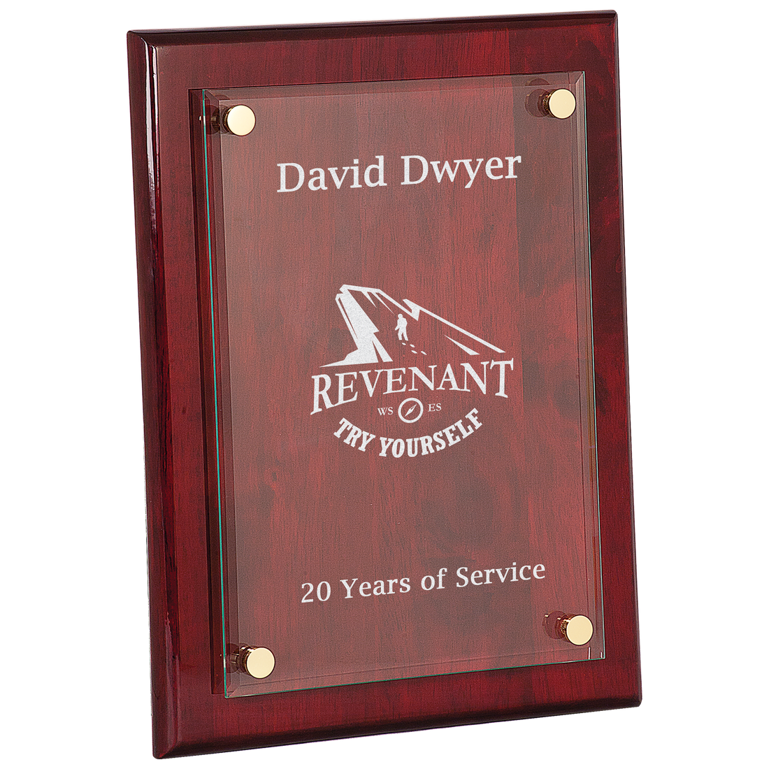 Rosewood 9" x 12" Piano Finish Floating Glass Plaque