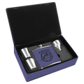 Purple 6 oz. Laserable Leatherette Flask Gift Set