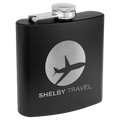 Black 6 oz. Matte Powder Coated Laserable Stainless Steel Flask