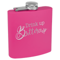 Pink 6 oz. Matte Powder Coated Laserable Stainless Steel Flask