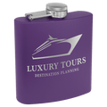 Purple 6 oz. Matte Powder Coated Laserable Stainless Steel Flask