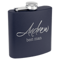 Navy Blue 6 oz. Matte Powder Coated Laserable Stainless Steel Flask