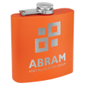 Orange 6 oz. Matte Powder Coated Laserable Stainless Steel Flask