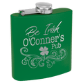 Green 6 oz. Matte Powder Coated Laserable Stainless Steel Flask