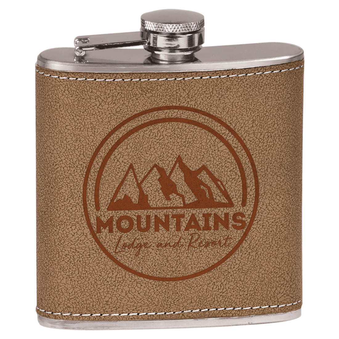 Stainless Steel 6 oz. Leather Laserable Flask