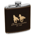 Black/Gold 6 oz. Laserable Leatherette Stainless Steel Flask