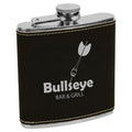 Black/Silver 6 oz. Laserable Leatherette Stainless Steel Flask