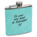 Teal 6 oz. Laserable Leatherette Stainless Steel Flask