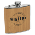 Bamboo 6 oz. Laserable Leatherette Stainless Steel Flask